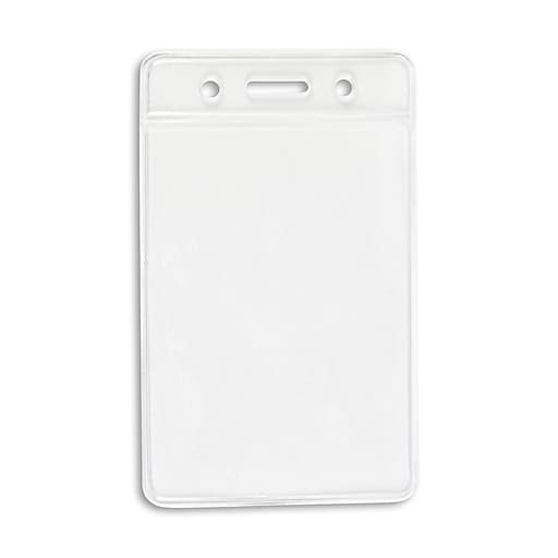 IDville Vertical Color Bar Badge Holders, Clear, 50/Pack (1345266CL31