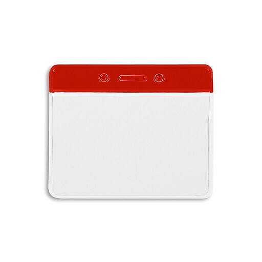 IDville Color Bar Horizontal Badge Holders, Red, 50/Pack (1343821RD31