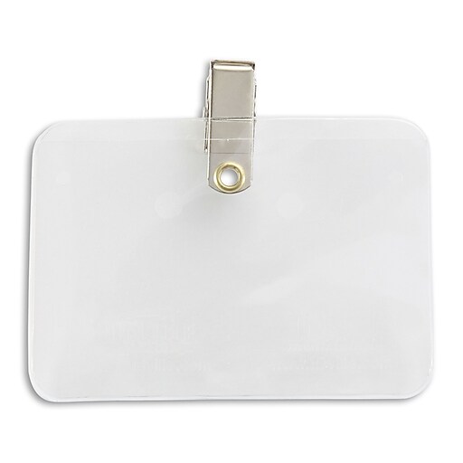IDville Horizontal Credit Card Size Badge Holders with Clip, Clear, 50