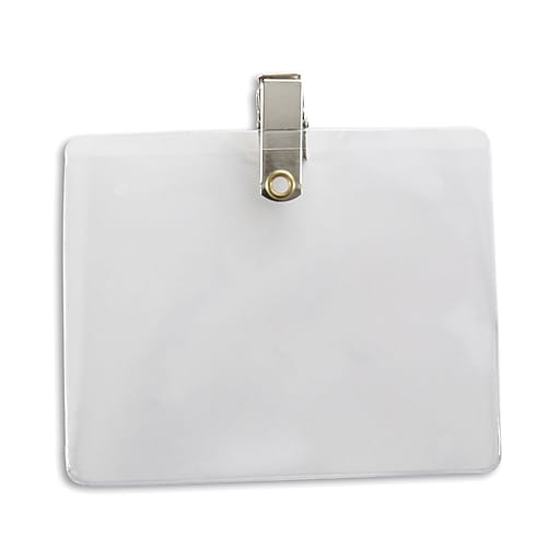 IDville Horizontal Event Badge Holders with Clip, Clear, 50/Pack