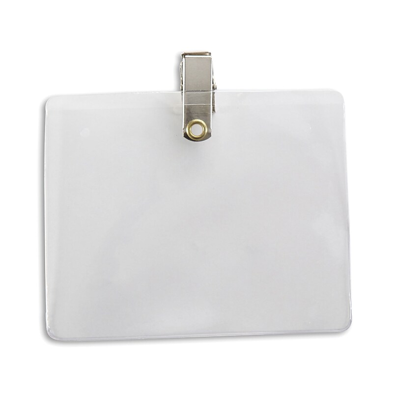 Lanyard ID Badge Holder with Clip, Clear, 50/Pack (134116631) image 1