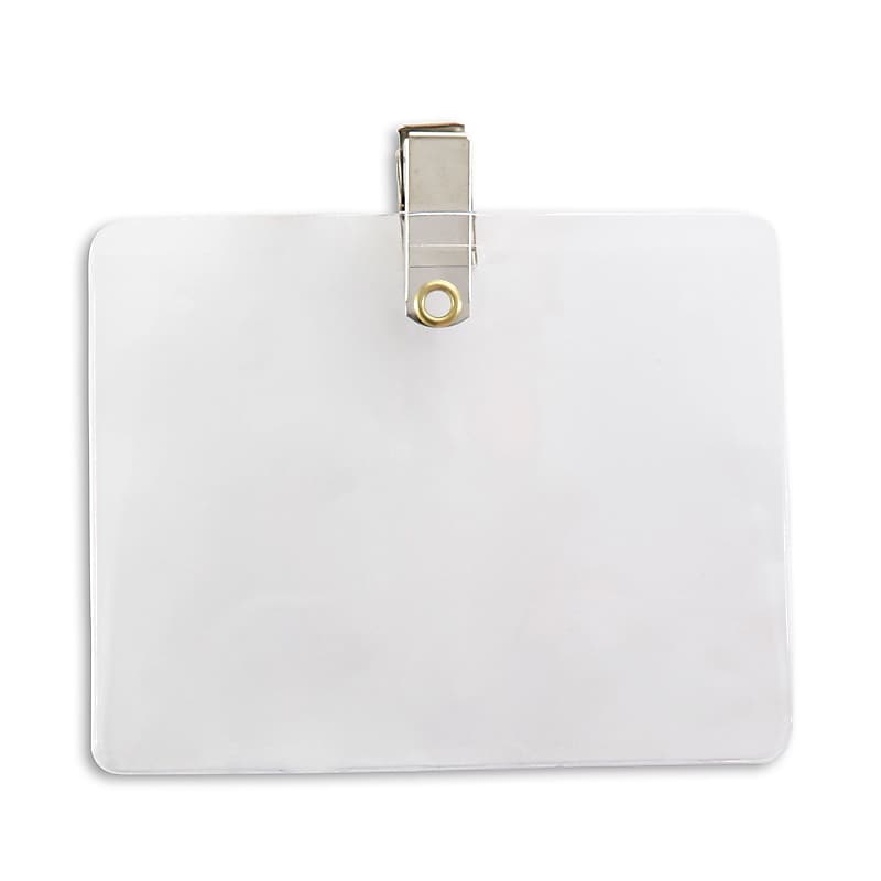 IDville Clip On ID Badge Holder with Clip, Clear, 50/Pack (134221831) image 1