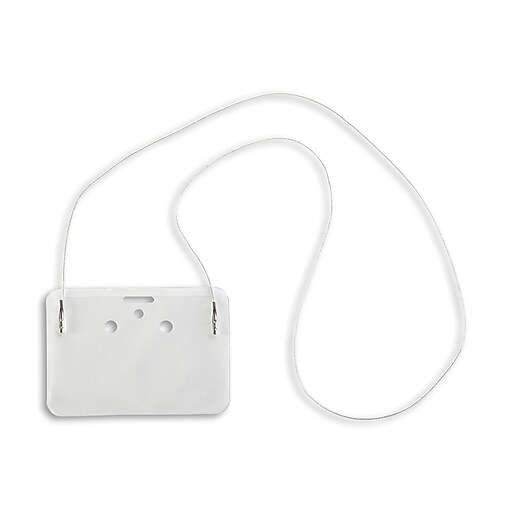 134391831 Horizontal Credit Card Size Badge Holders with Cord, Clear