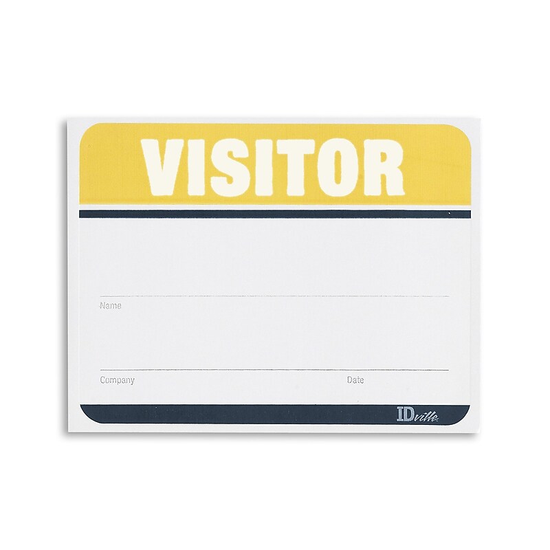 IDville Visitor Stick On Sticker Name Tags/Labels, Yellow, 100/Pack (1341017YL31) image 1