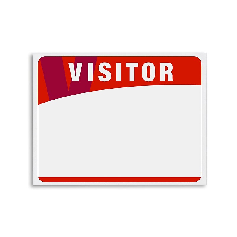 IDville Visitor Stick On Sticker Name Tags/Labels, Red, 100/Pack (1341013RD31) image 1