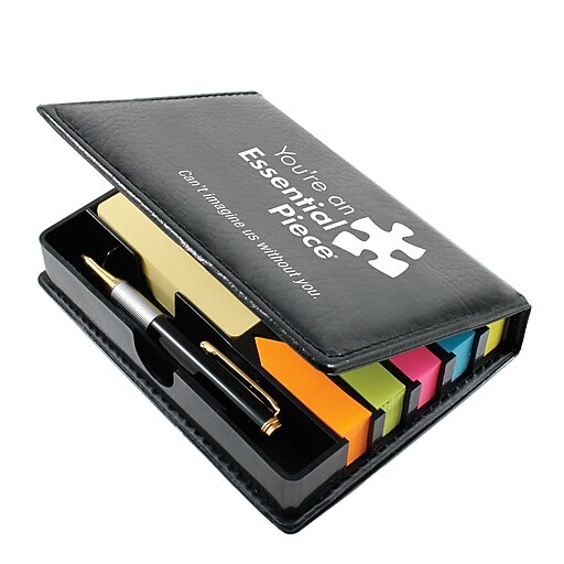 Flip Top Sticky Note Holder With Pen and Calendar, Essential Piece at Staples