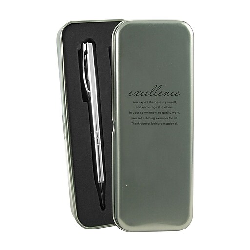 Shop Staples for Metal Tin Silver Pen and Pencil Gift Set With Tin
