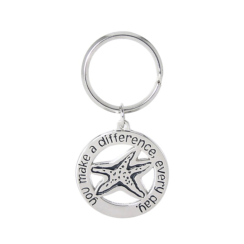 Baudville® Nickel-Finish Key Chain, You make a difference every day image 1