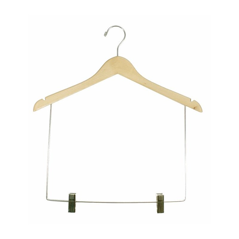 Nahanco Economical Concave Display Wood Clothes Hangers, Natural, 12/Pack (101-17RC) image 1