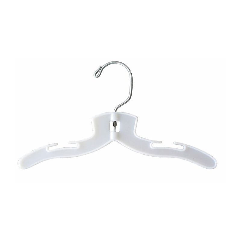 Nahanco 10" Plastic Hi-Impact Infant Dress Hanger, White, 100/Pack (1410) image 1