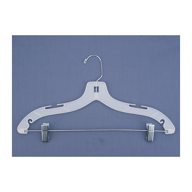 NAHANCO Plastic Hi-Impact Heavy Weight Suit Hanger With Metal Clips, White, 100/Pack (1500RC) image 1