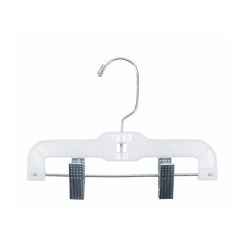NAHANCO Plastic Hi-Impact Super Heavy Weight Hanger With Metal Clips, White, 100/Pack image 1