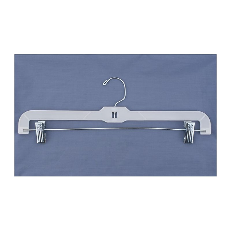 NAHANCO 16" Plastic Hi-Impact Heavy Weight Skirt/Slack Hanger, White, 100/Pack image 1