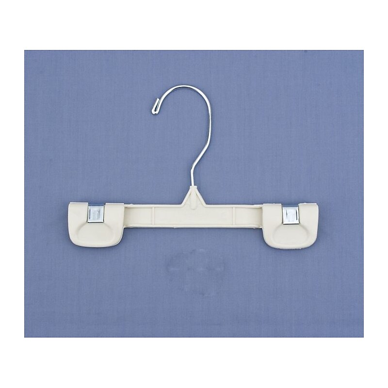 NAHANCO 8" Plastic Snap Grip Swivel Hook Skirt/Slack Hanger, Chrome Hook, Ivory, 200/Pack image 1