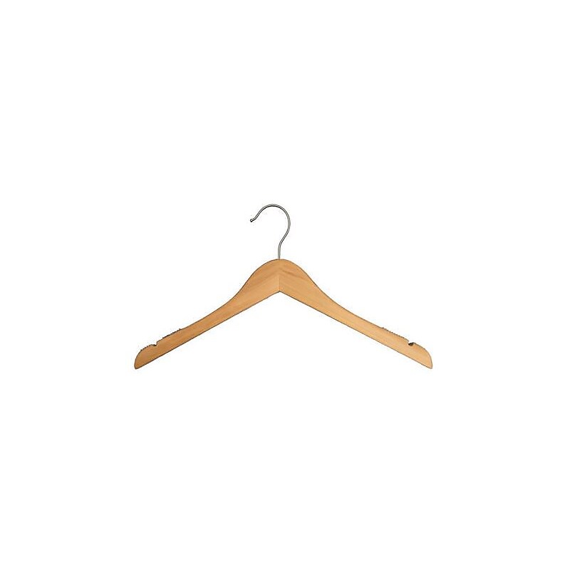 Nahanco 12" Wood Flat Top Hanger, Low Gloss Natural, 100/Pack (20012) image 1
