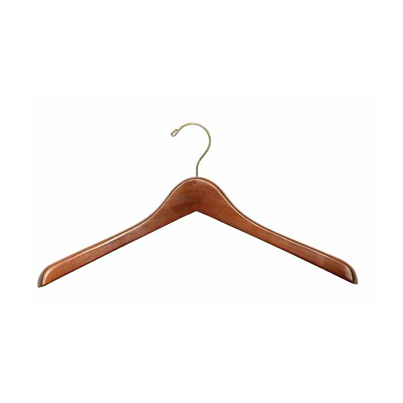 Nahanco Wood Extra Thick Concave Jacket Hanger, Gold Hook, Walnut, 40/Pack (2017GH) image 1