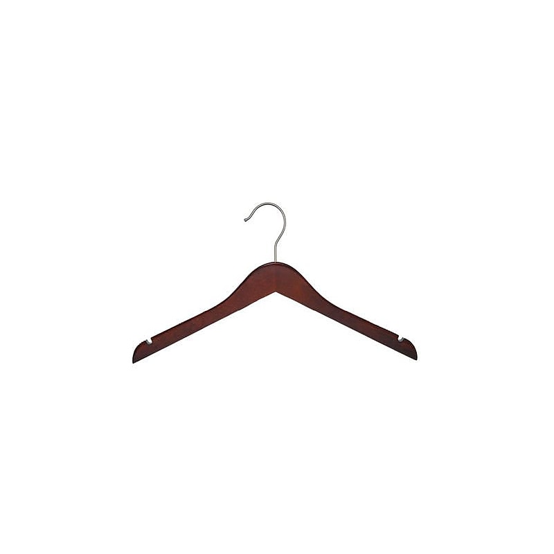 Nahanco 14" Wood Flat Top Hanger, Low Gloss Mahogany, 100/Pack (20314) image 1