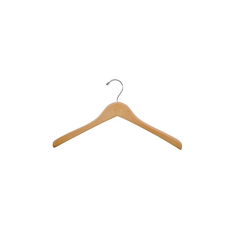 Nahanco Extra Thick Concave Wood Clothes Hangers, Natural Lacquered, 40/Pack (2117CH) image 1