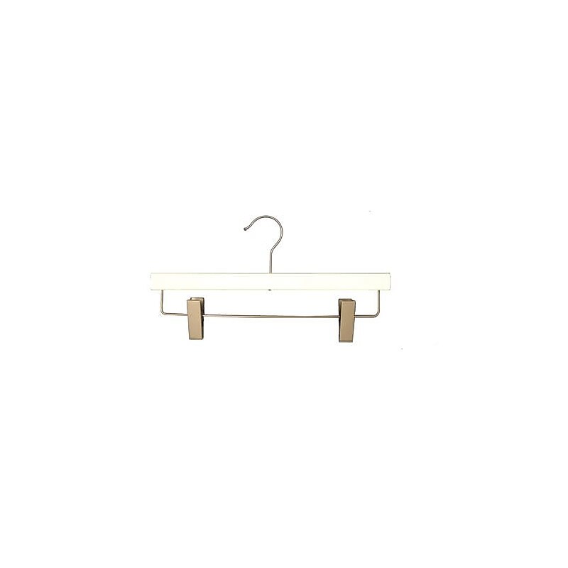 Nahanco Pinch Clip Wood Clothes Hangers, Gloss White, 100/Pack (21114RC) image 1