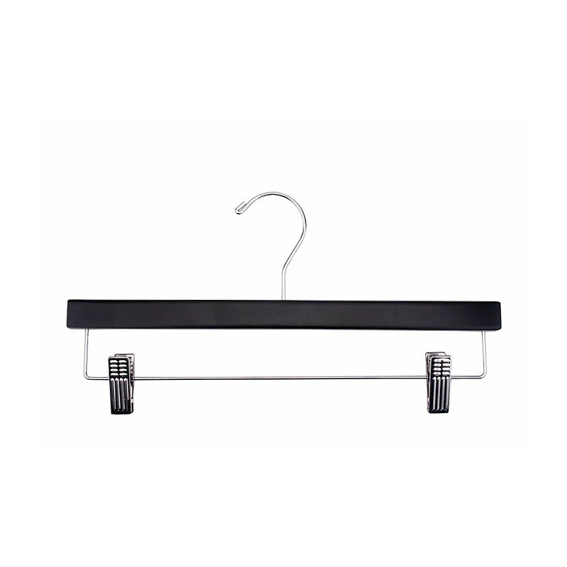 Nahanco 14" Wood Flat Skirt/Slack Hanger, Black, 100/Carton (2214RCCH) image 1