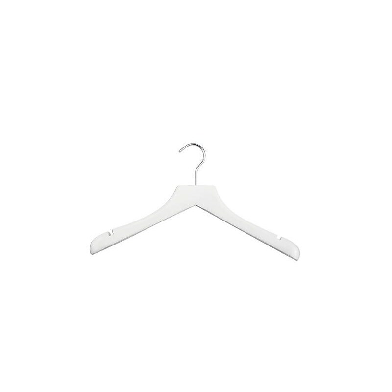 NAHANCO 17" Wood Concave Jacket Hanger, Brushed Chrome Hook, High Gloss White, 24/Pack image 1