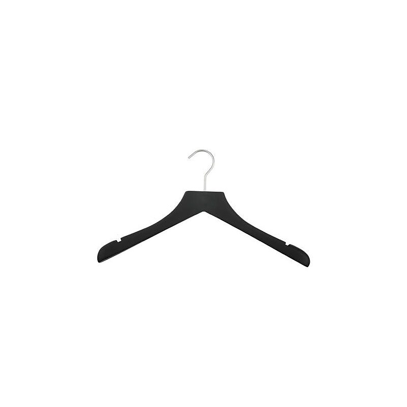 NAHANCO 17" Rubber Concave Jacket Hanger, Brushed Chrome Hook, Black, 24/Pack image 1