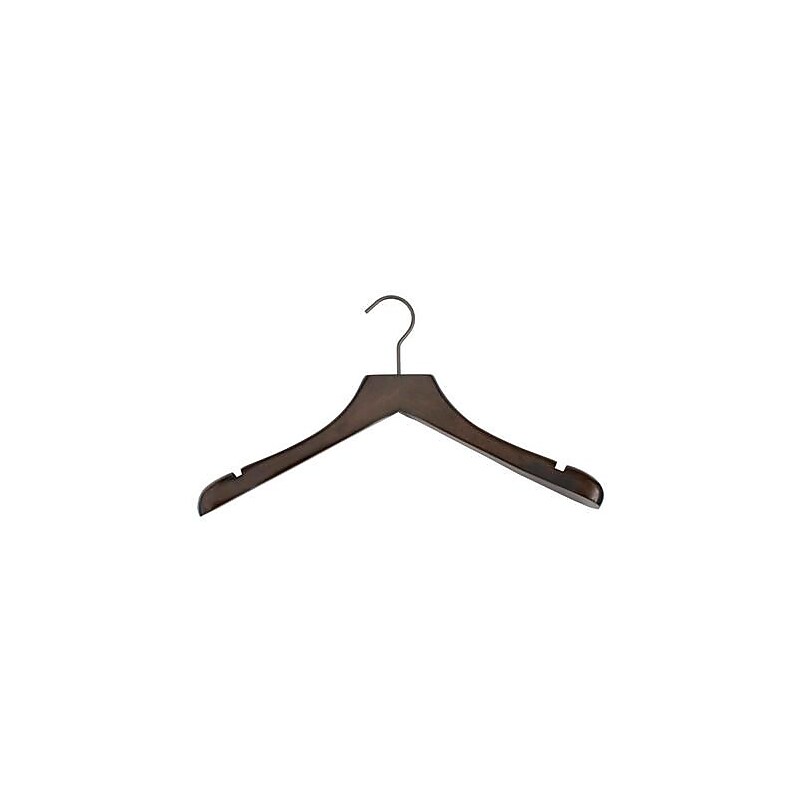 NAHANCO 17" Wood Concave Jacket Hanger, Gunmetal Hook, Low Gloss Espresso, 24/Pack image 1