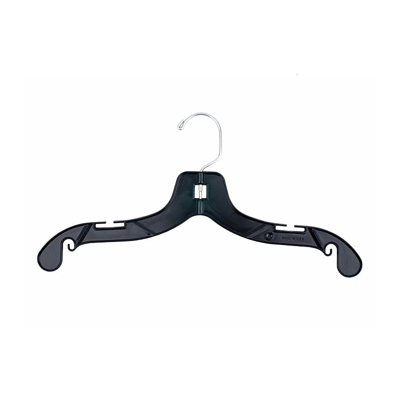Nahanco 14" Plastic Super Heavy Weight Dress Hanger, Black, 100/Pack (2414) image 1