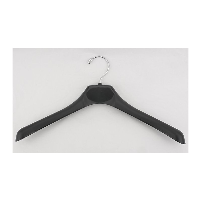 Nahanco 18" Sturdy Plastic Concave Wide Shouldered Jacket Hanger, Black, 50/Pack (2463) image 1