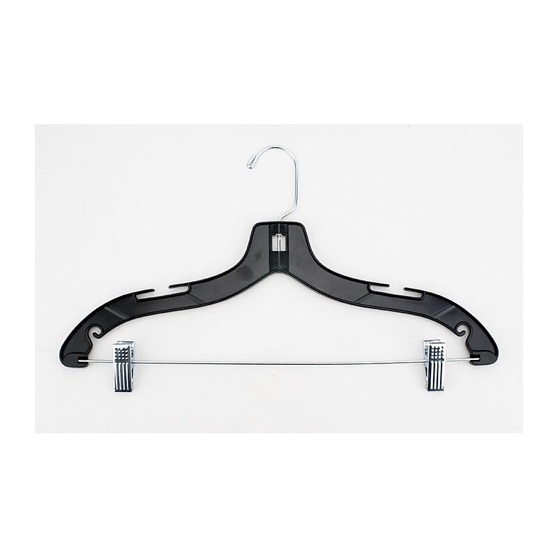 Nahanco Plastic Shiny Heavy Weight Suit Hanger With Metal Clips, Black, 100/Box (8500RC) image 1