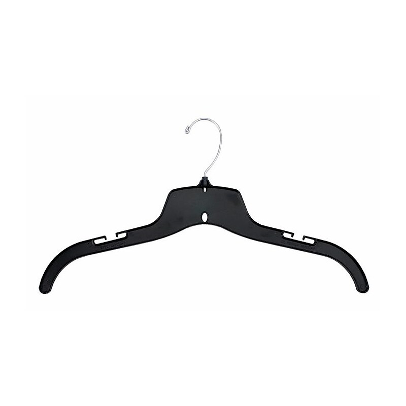 Nahanco 17" Plastic Heavy Weight Top Hanger, Black, 100/Pack (25500) image 1