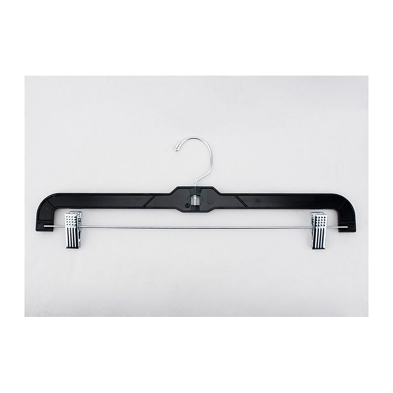 Nahanco 16" Plastic Heavy Weight Skirt/Slack Hanger With Metal Clips, Black, 100/Box (2616RC) image 1