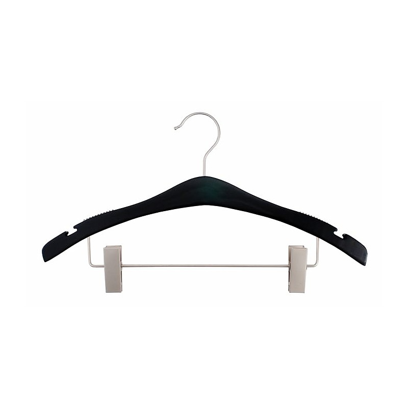 NAHANCO 17" Wood Signature Suit Hanger, Low Gloss Black, 100/Pack (30217RC) image 1