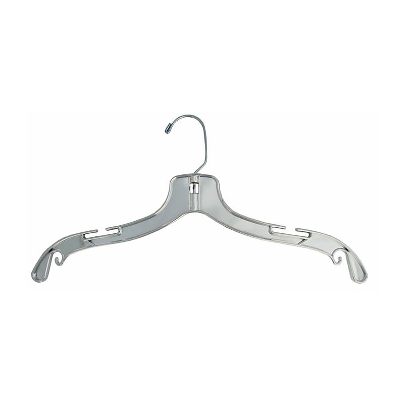 Nahanco 17" Plastic Jumbo Weight Dress Hanger, Gold Hook, Sliver, 100/Pack (4405) image 1