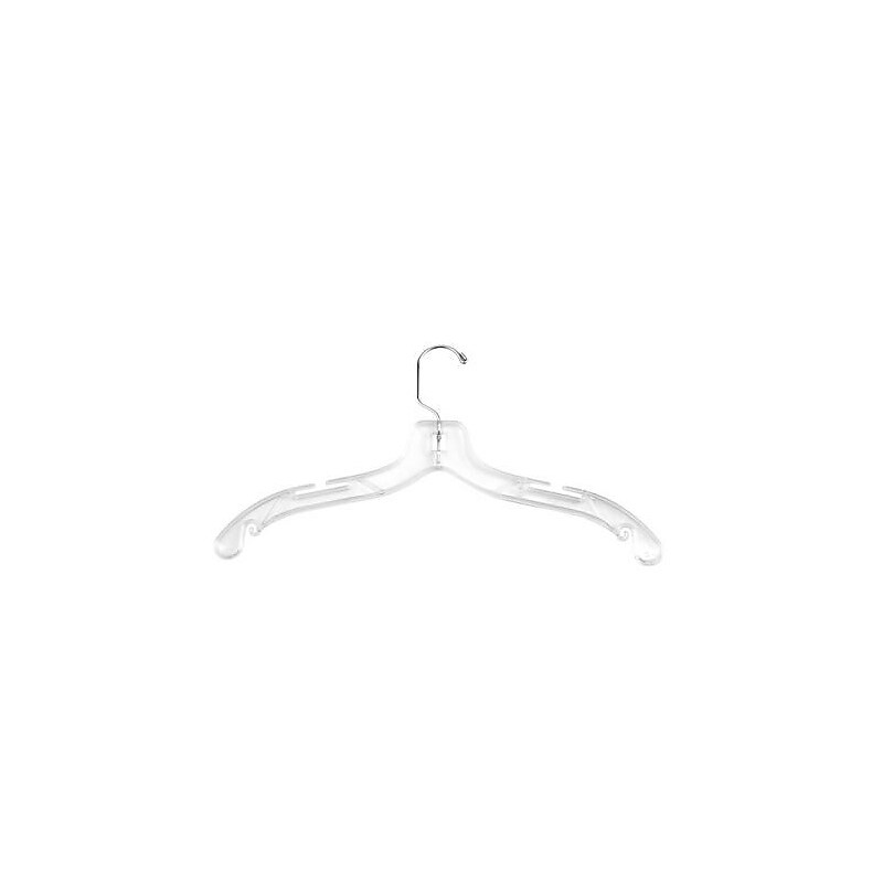 NAHANCO 17" Plastic Middle Heavy Weight Dress Hanger, Clear, 100/Pack image 1