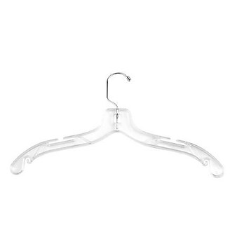 NAHANCO 17" Plastic Middle Heavy Weight Dress Hanger, Clear, 100/Pack
