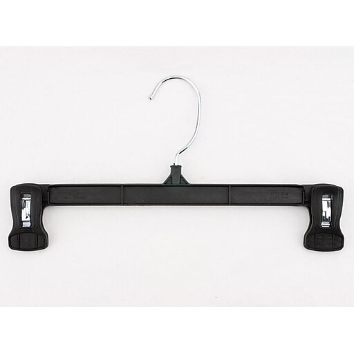 NAHANCO 12" Plastic Pinch Grip Skirt/Slack Hanger, Swivel Hook, Black