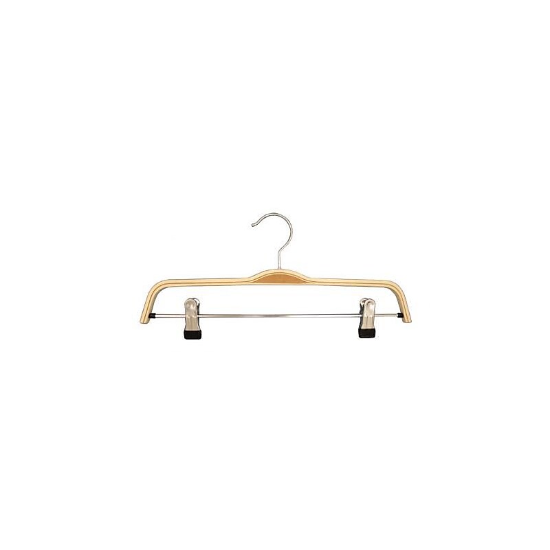 NAHANCO 15" Bentwood Bottom Hanger With Rubber-Tipped Clips, Natural, 100/Pack image 1