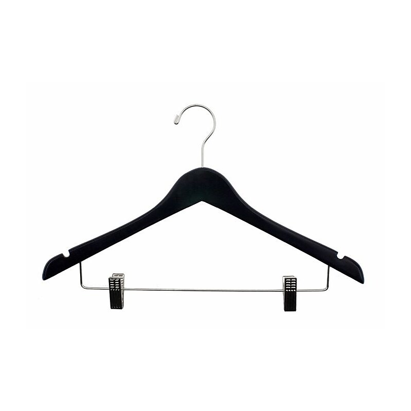 Nahanco 17" Wood Ladies' Concave Suit Hanger, Black, 100/Box (7217RCCH) image 1