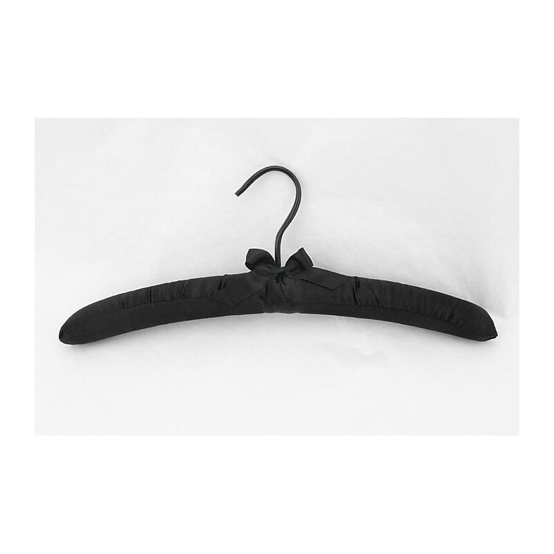 NAHANCO 15" Satin Padded Boutique Hanger With Matching Bow and Hook, Black, 6/Pack (806-25) image 1