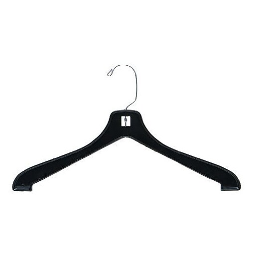 NAHANCO Plastic Heavy Weight Coat Hanger, Short Hook, Black, 100/Pack