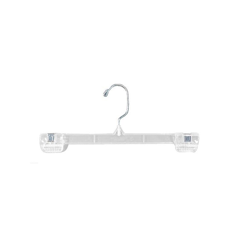 NAHANCO 13" Break Resistant Snap Grip Skirt/Slack Hanger, Chrome Hook, Clear, 200/Pack image 1