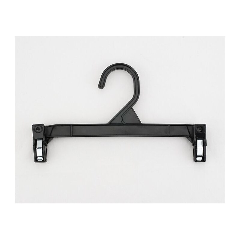 NAHANCO 9 1/2" Plastic Skirt/Slack Hanger With Pinch Clip, Black, 100/Pack (H29B) image 1