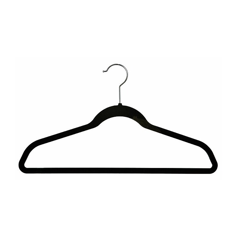 Nahanco 17 3/8" Velvet Slimline Suit Hanger, Black, 100/Box (HSL17PB) image 1