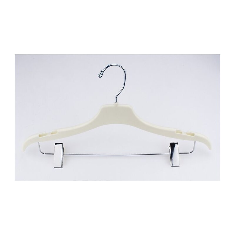 NAHANCO 17" Plastic Elegant Coordinate Suit Hanger, Ivory, 100/Pack image 1