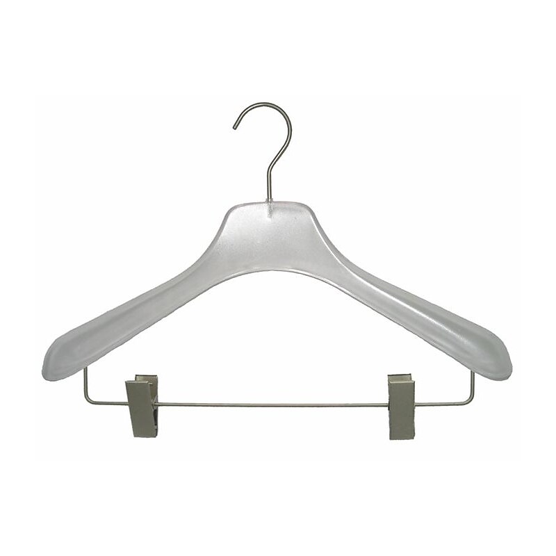 Nahanco 17" Plastic Concave Frosted Flare Display Suit Hanger, 24/Pack (W007RC) image 1