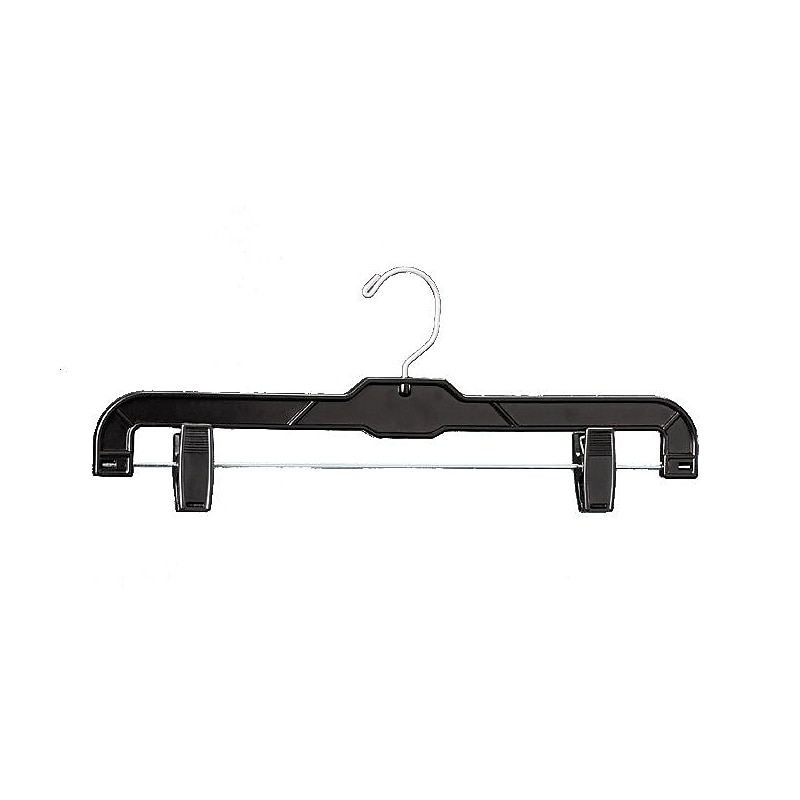 Nahanco 14" Plastic Pant Hanger With Plastic Clips, Matte Black, 100/Pack (RBK2605) image 1