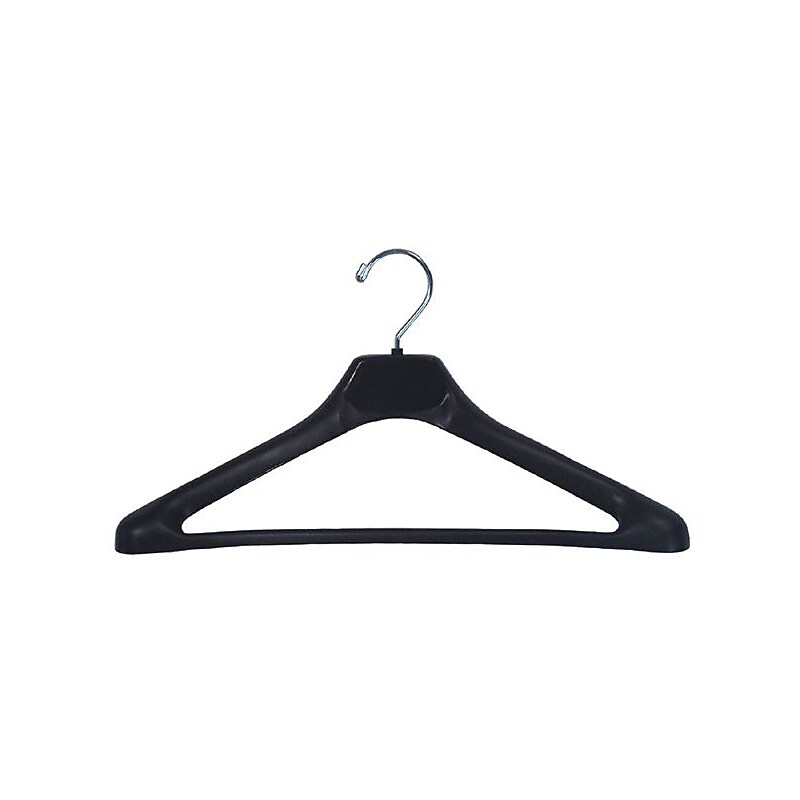 NAHANCO 19" Plastic Concave Extra Wide Shouldered Suit Hanger, Black, 50/Pack image 1