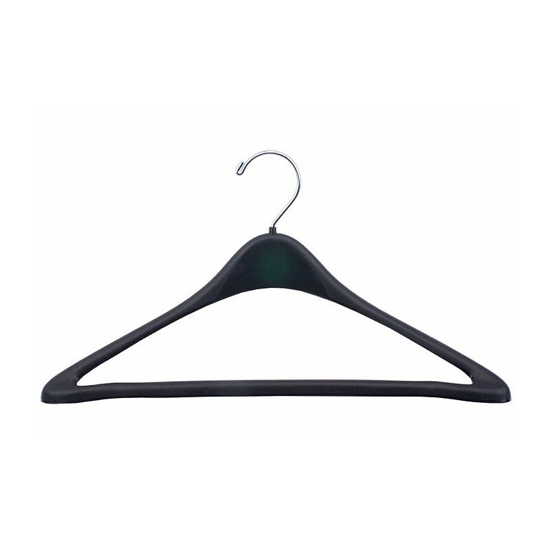 Nahanco 19" Plastic Concave Suit Hanger With Round Hook, Black, 100/Box (H19RH) image 1