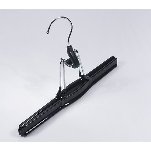 NAHANCO 10" Heavy Duty Clamp Pant Hanger, Black, 100/Pack Staples